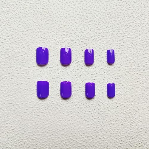 Miniatura 2 de KKUUOO Uñas postizas cortas a presión, cuadradas, cromadas, con diseños de flash láser, uñas acrílicas de color nude, uñas acrílicas de cobertura