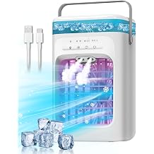 Portable Air Conditioner, Evaporative Mini Portable AC Unit with 3 Speeds & 2 Mist, 120 Oscillating, 7 Color Lights 2-4H Timer, Small Cooling Fan for Bedroom, Office, Home, CampingWhite