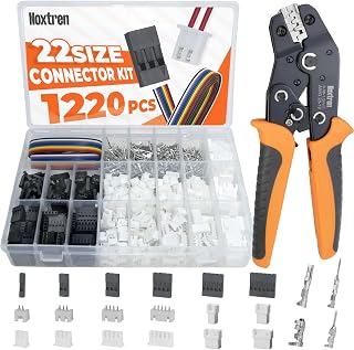 Crimping Tool Connector Kit, Compatible with JST-XH 2.5mm/2.54mm, 22-Size Connector Set, 28–18 AWG Ratcheting Crimper, Fits KF2510, Molex, TE, for DIY, RC & Prototyping Projects