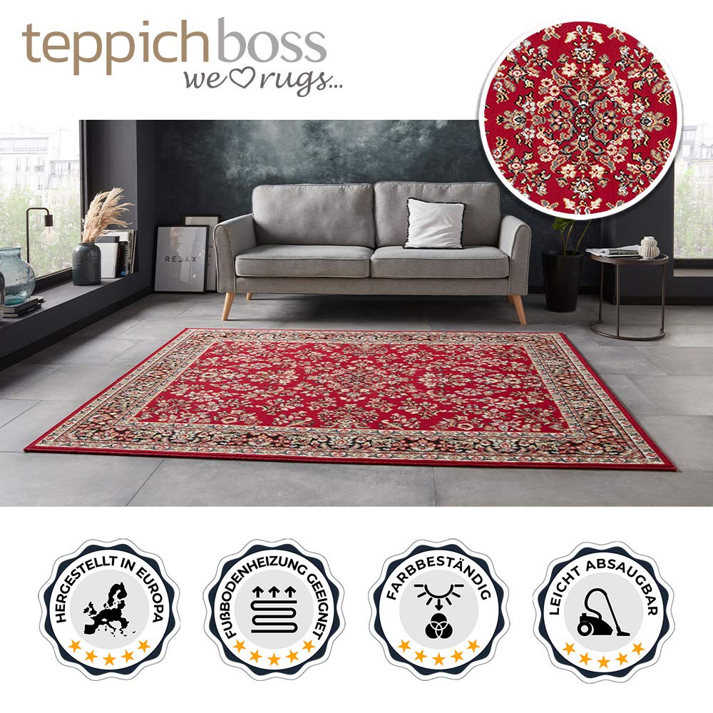 Hanse Home Alfombra de salón de Pelo Corto Orient - Zabul Aspecto Persa, Alfombra Oriental para Comedor, salón, Dormitorio, Rojo, 180 x 260 cm