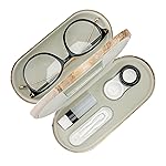 Muf 2 in 1 Contact Lens Case and Glasses Case, Double Sided Design with Mirror, Portable Travel Kit with Tweezer, Remover and Solution Bottle, Red Marble