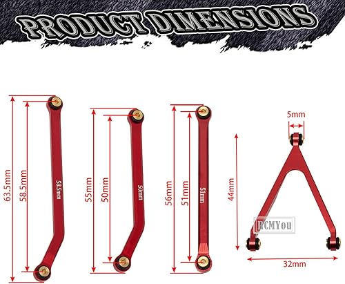 Miniatura 5 de RCMYou RC Upgrades Part - Enlaces de chasis de alta holgura y placa antideslizante y eslabones de amarre para barra de dirección axial SCX24 Bronco