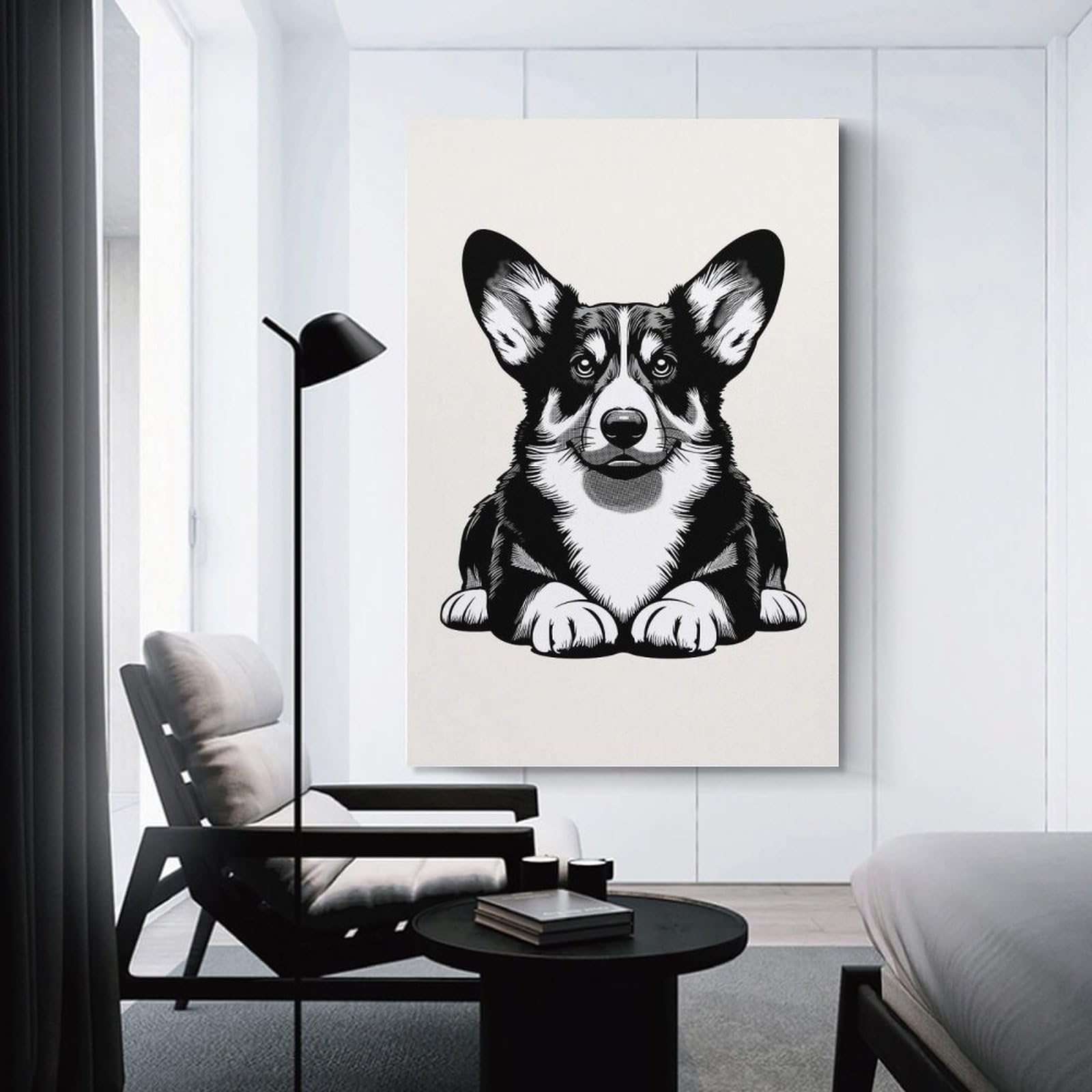 Junmoney Decorative Canvas Print Pembroke Welsh Corgi(2), 24x36inch(60x90cm), for New Homes, Bedrooms Or Workspaces, A Wall Art Gift for Fresh Interiors