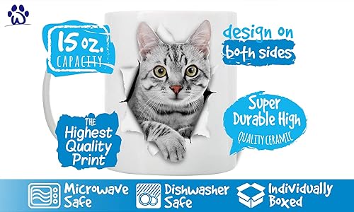 Miniatura 7 de Bonita taza de café de gato gris  Taza de café divertida de cerámica  Regalo perfecto para amantes de los gatos  Bonita taza de café novedosa  Gran