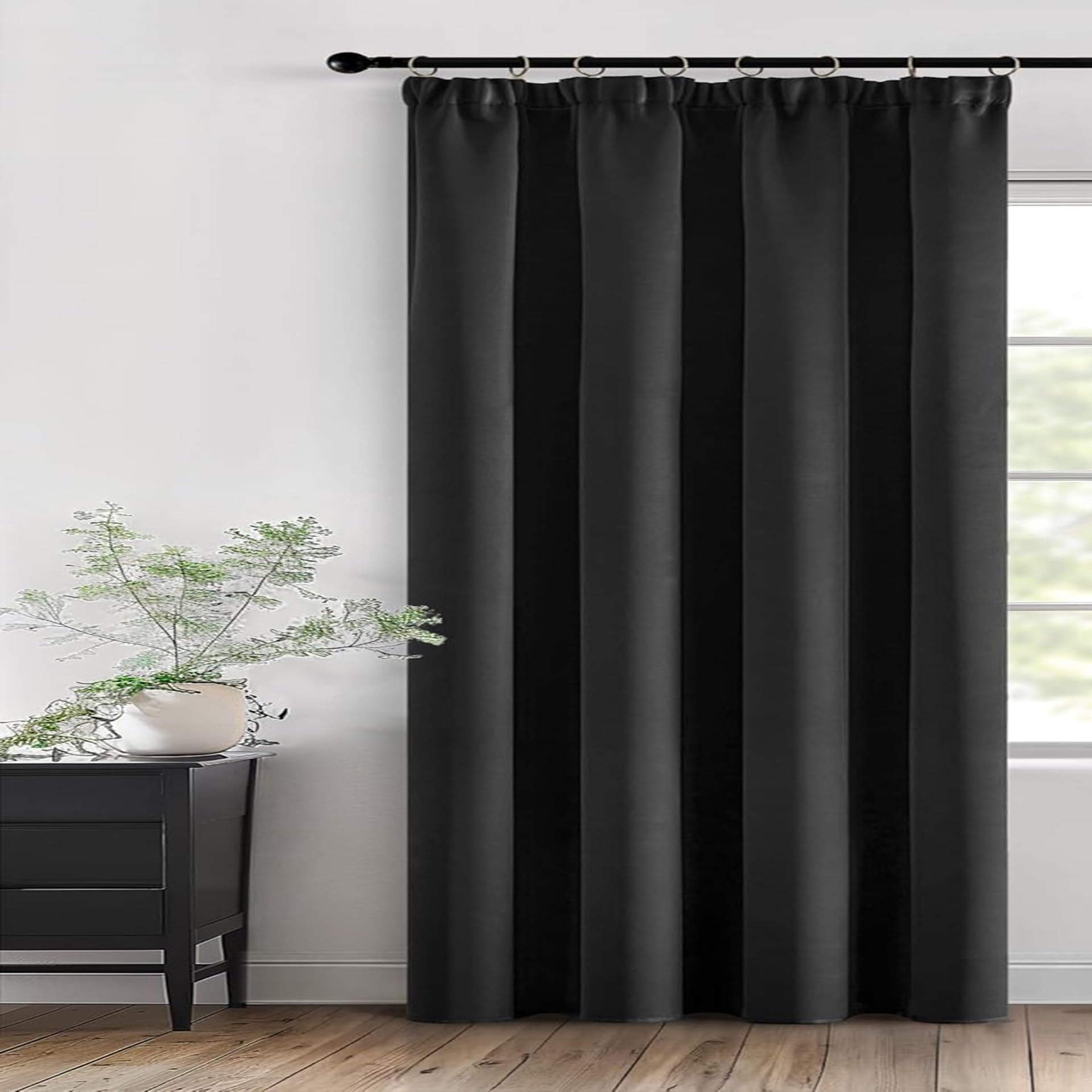 Rideau occultant 1 pièce 176 x 100 cm noir pour isolation thermique de fenêtre