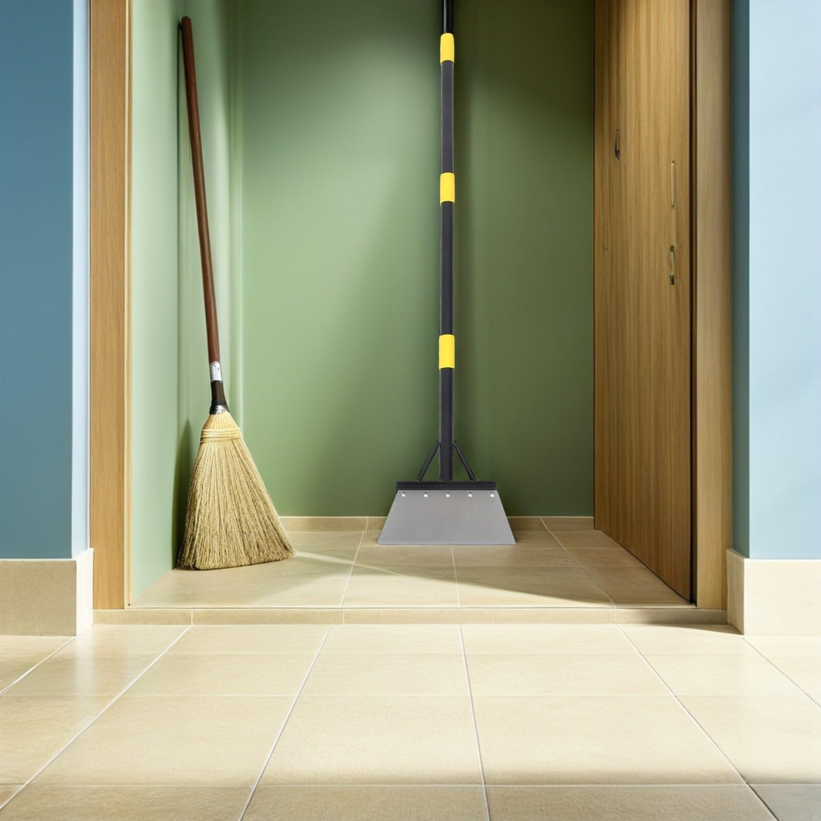 Pala Plana para Jardín Multifuncional Mango Ajustable de 127 CM Herramienta Resistente para Deshierbar Raspar Hielo y Limpiar Césped Adecuado para Bordes y Mantenimiento de