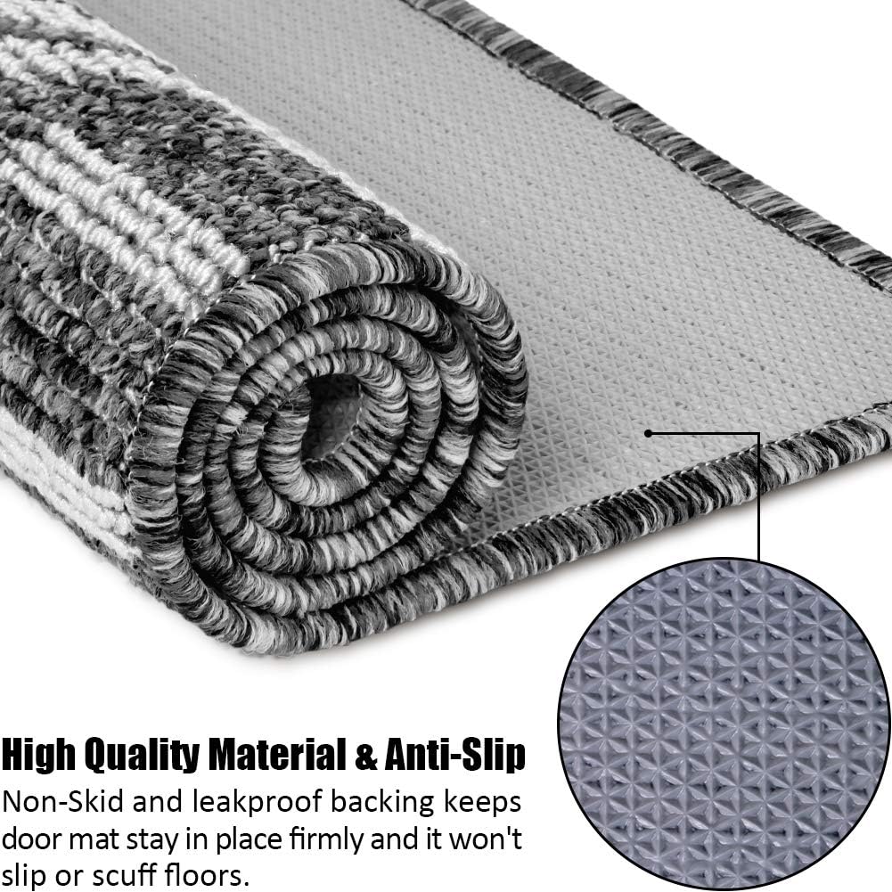 Indoor Doormat 32"x 48", Absorbent Front Back Door Mat Floor Mats, Rubber Backing Non Slip Door Mats Inside Mud Dirt Trapper Entrance Door Rug Carpet, Machine Washable Low Profile-Black Time Cloister - Image 5