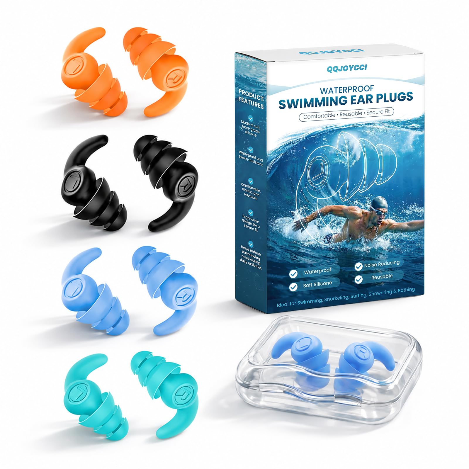 Schwimm Ohrstöpsel Wasserdichte Wiederverwendbare Weich Silikon Ohrstöpsel Ohrschutz zum Duschen Schwimmen Surfen Schnorcheln