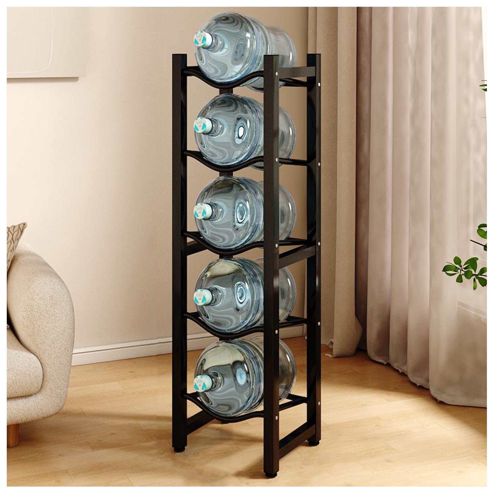 Support à Bouteilles D'eau En Acier Inoxydable - Étagère Autoportante 4 Ou 5 Niveaux - Organisateur Pour Cuisine, Bureau, Salle De Sport - Dimensions 40.5x23.6x59 Pouces - 6