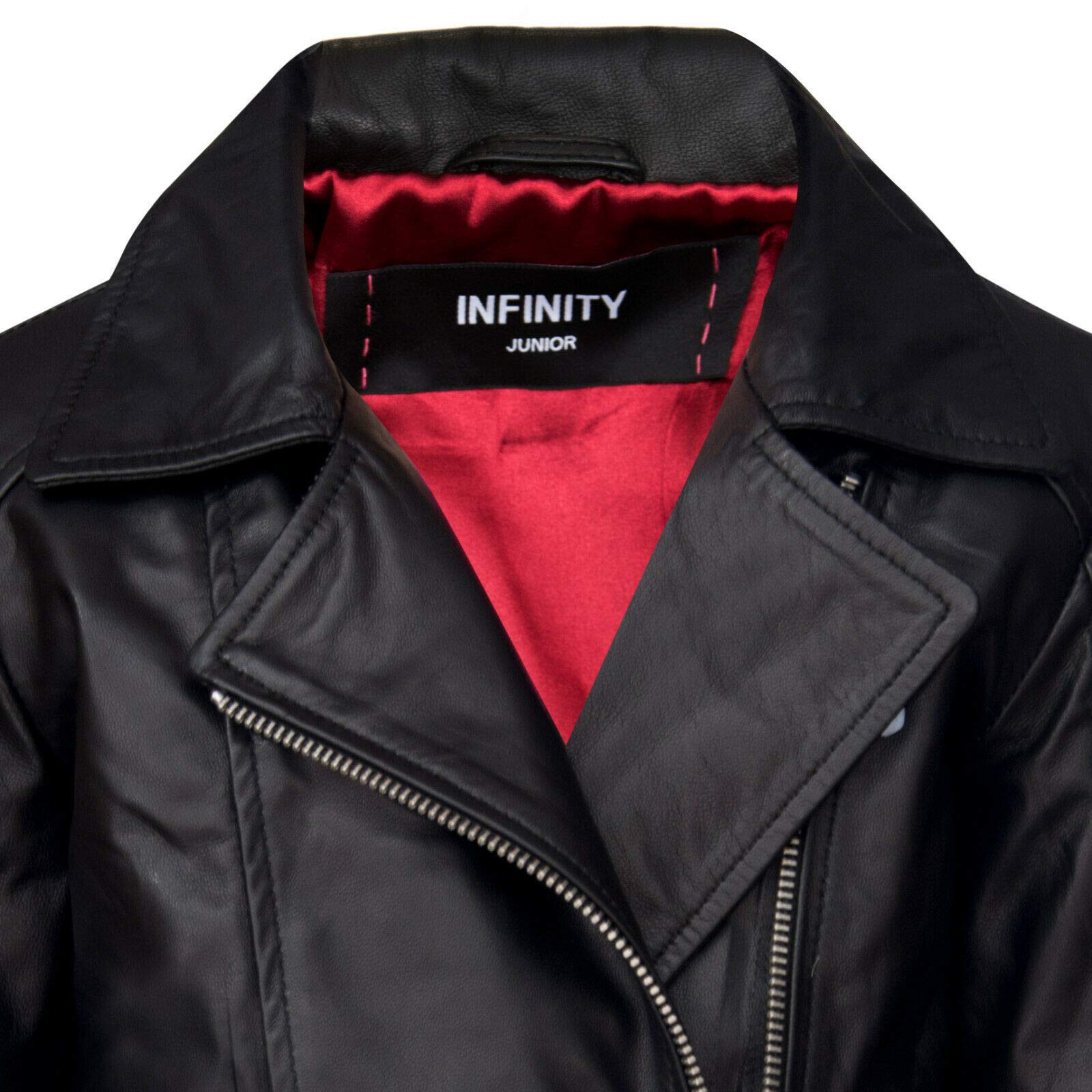 Infinity Leather Chaquetas Para Niños Chaqueta de 100% Cuero de Diseñador Para Niñas Abrigos de Motorista Con Cremallera (1-13 Años)