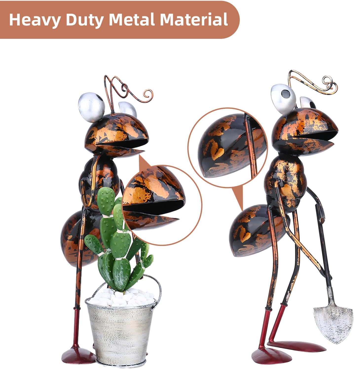 3-Piece 13" Busy Working Ants Metal Garden Statues for Outdoor Decor, Funny Metal Yard Art for Home Decoration, Handmade Retro Statue Gift for Garden Lovers, Women, and Men, for Various Settings