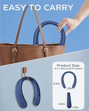 Neck Fan, Portable Fan around Neck, 4000mAh Battery Operated Wearable Personal Fan with USB Rechargeable, 3 Wind Speed, Fast Cooling, Ultra Quiet, Bladeless,Headphone Design for Travel, Men Women