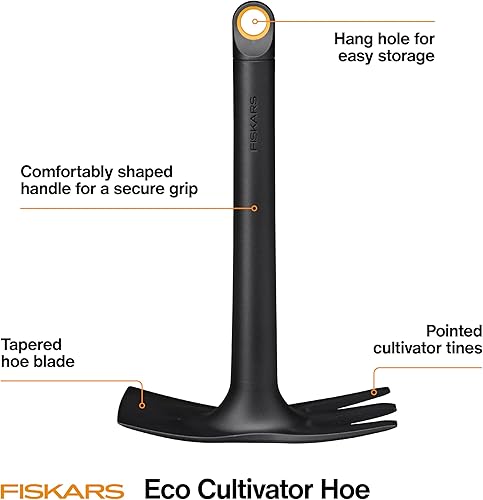 Miniatura 2 de Fiskars Azada cultivadora ecológica con diseño de doble función, hoja cónica, dientes de cultivador, mango ergonómico y construcción resistente a