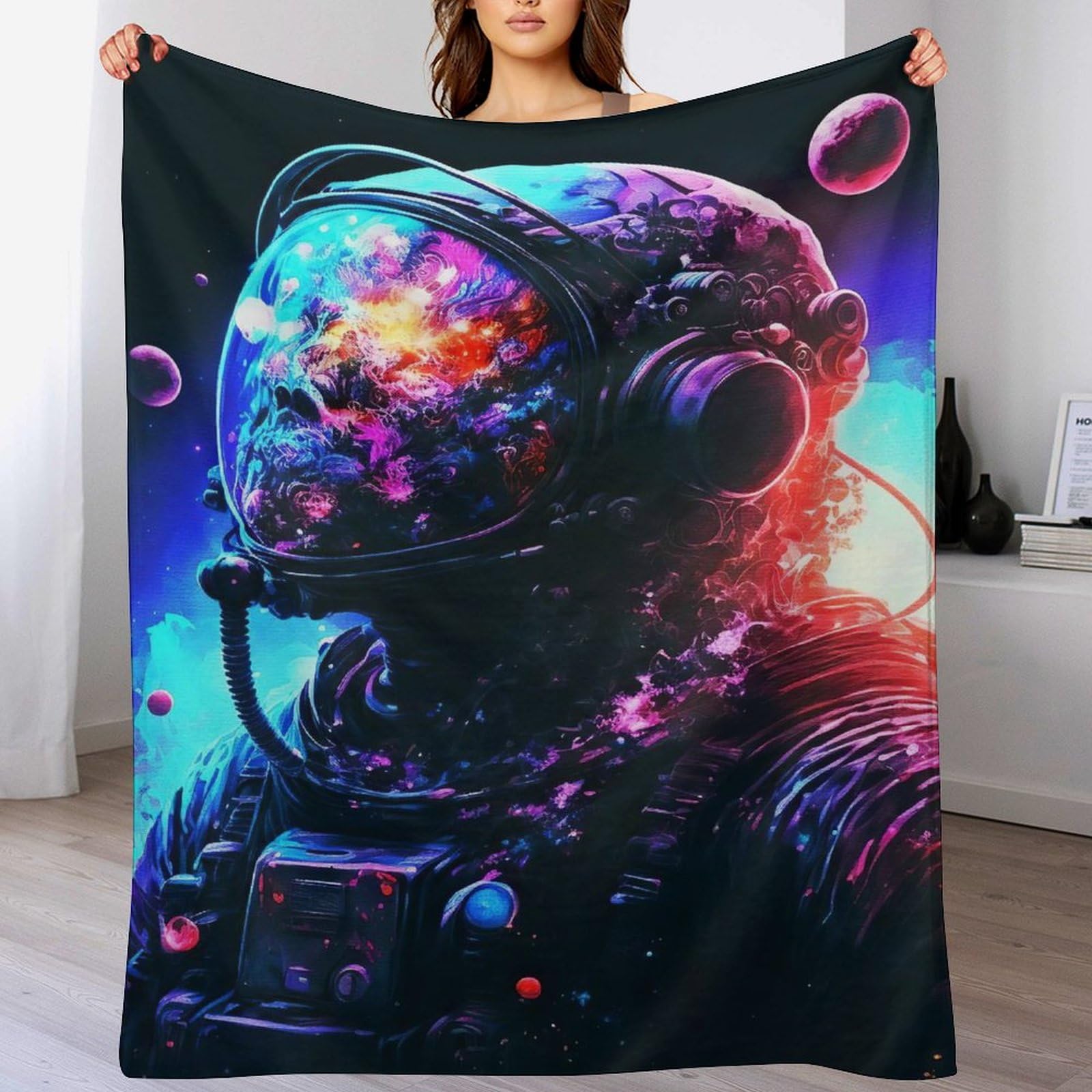 Couverture astronaute 130x150cm flannel le cadeau ideal pour lit enfant