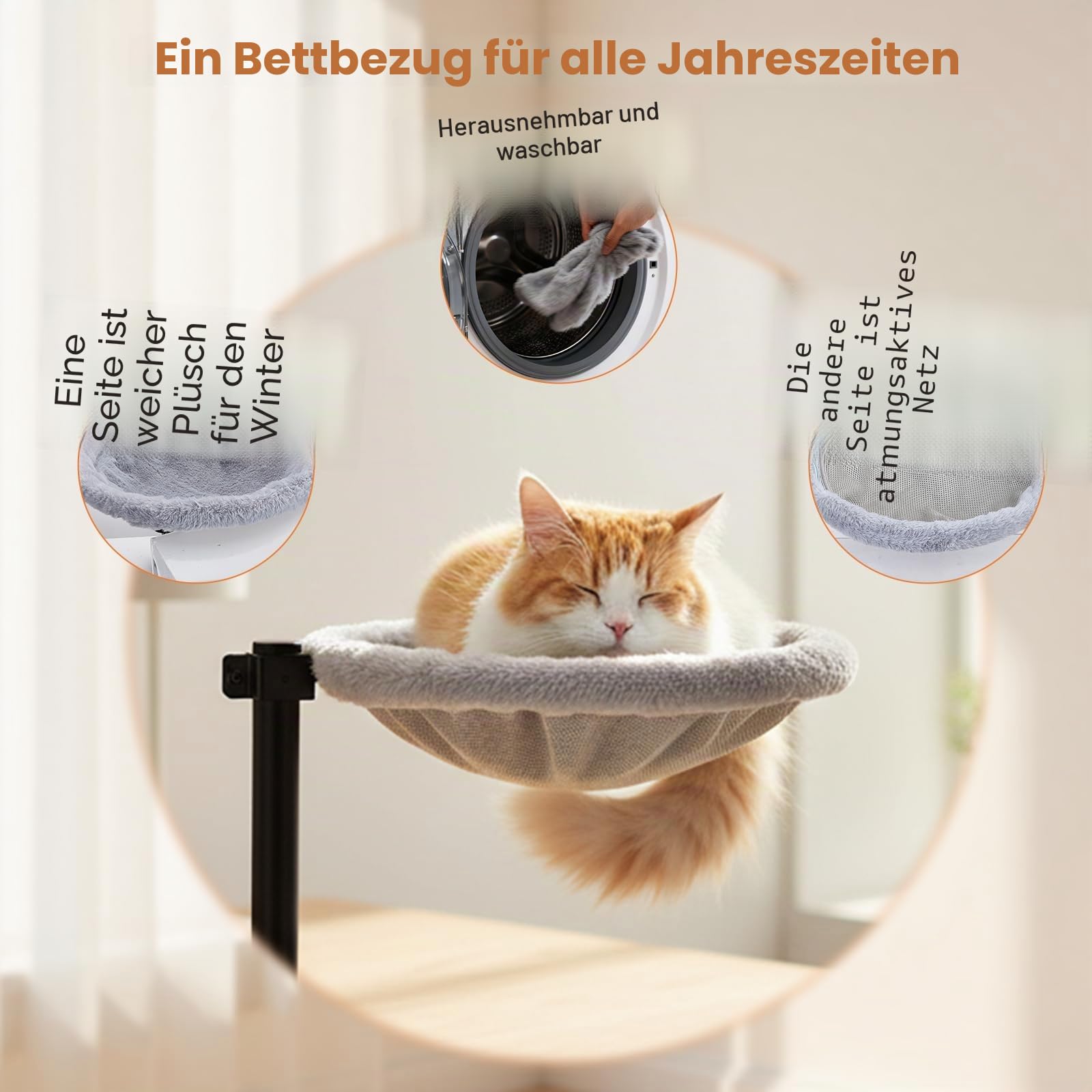 katzenbett Schreibtisch,katzenbett 360° drehbar und höhenverstellbar weiche katzenhängematte mit waschbaren bezügen,katzenschlafplatz fürs zuhause büro
