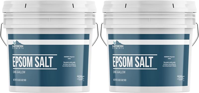 Earthborn Elements Sal de Epsom, Sulfato de Magnésio, Balde com Fechamento Reutilizável, 3,79 L, Pacote com 2