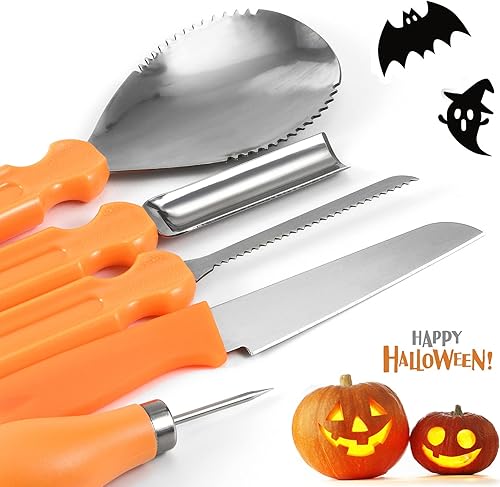 Miniatura 2 de kuaima Juego de herramientas para tallar calabazas de Halloween, kit de tallado de calabaza, cuchillo profesional de acero inoxidable, herramientas