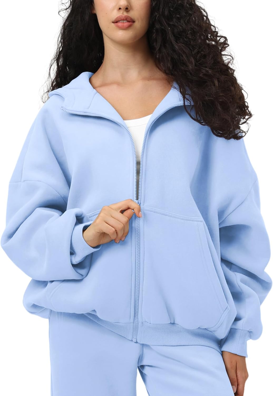 FAIABLE Womens Zip Up Hoodies with Pockets Oversized Sweatshirt Winter Long Sleeve Jackets Fleece Fall Outfits 2025