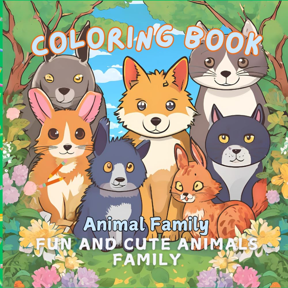 Coloring Book Animals Family: Fun and Cute Animal Families for Kids All ages