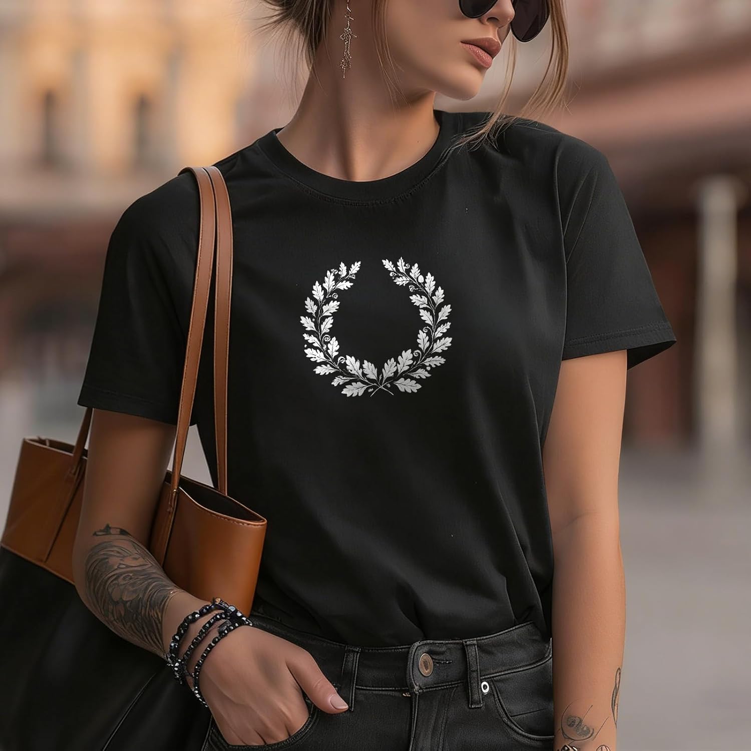 Blouses for Women Solid 100% Cotton Graphic Short Sleeve Crewneck Loose Fit Boho Stylish Casual Tees - Image 2