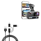 BoxWave Cable Compatible with Terunsoul D016 - AllCharge 3-in-1 Cable - Jet Black