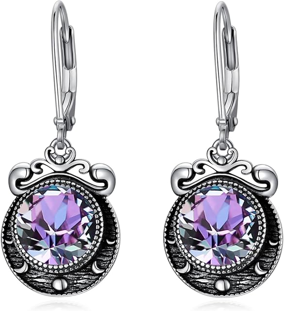 VONALA Mondphasen-Ohrringe Sterlingsilber Rot/Grün/Blau/Violett Halbmondphasen-Ohrringe für Frauen Mondschmuck Geschenk für Frauen Teenager Mädchen Mutter Ehefrau