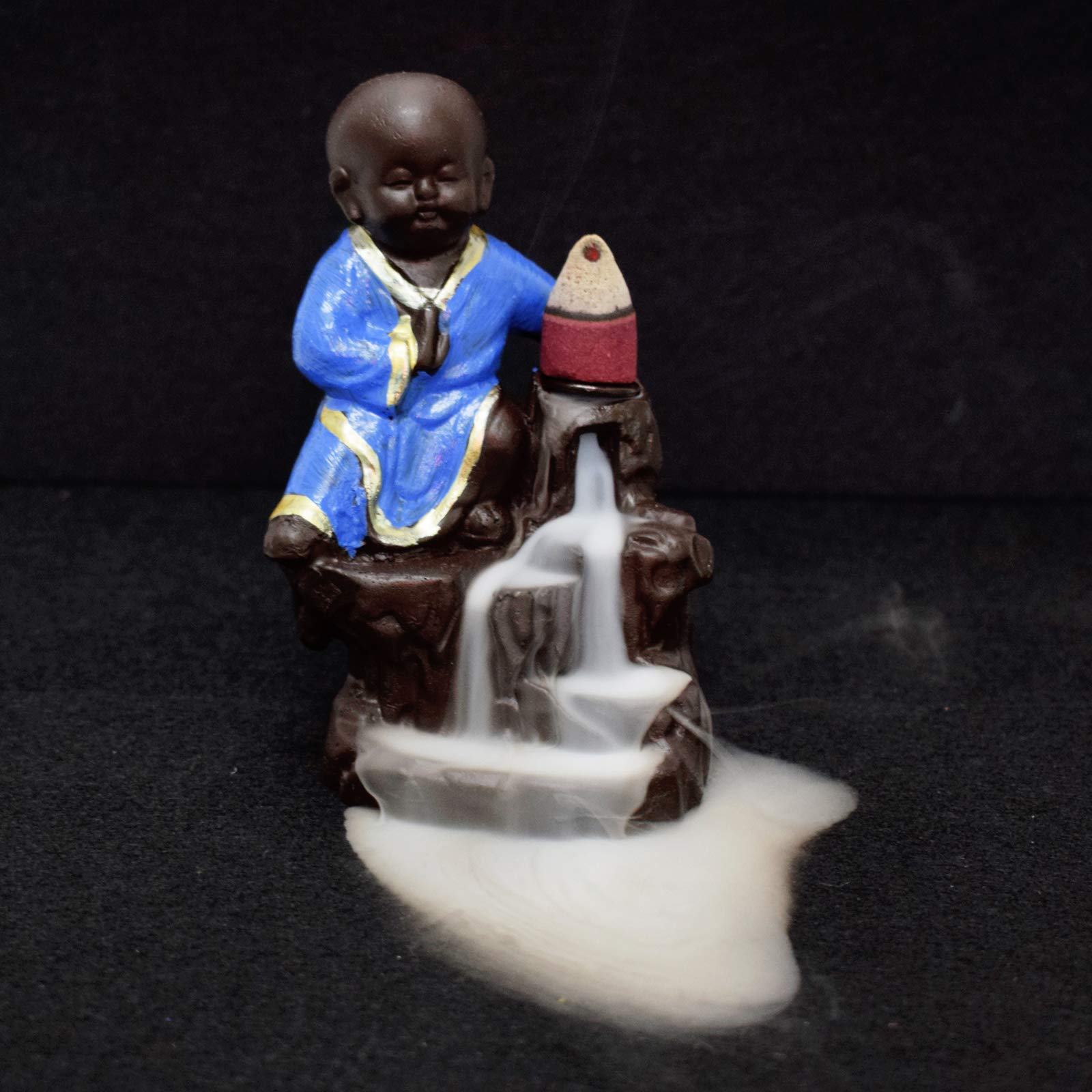 Asian Hobby Crafts Fiter Man Smoke Backflow Cone Decorative Incense Holder (7 cm x 7 cm x 12,)