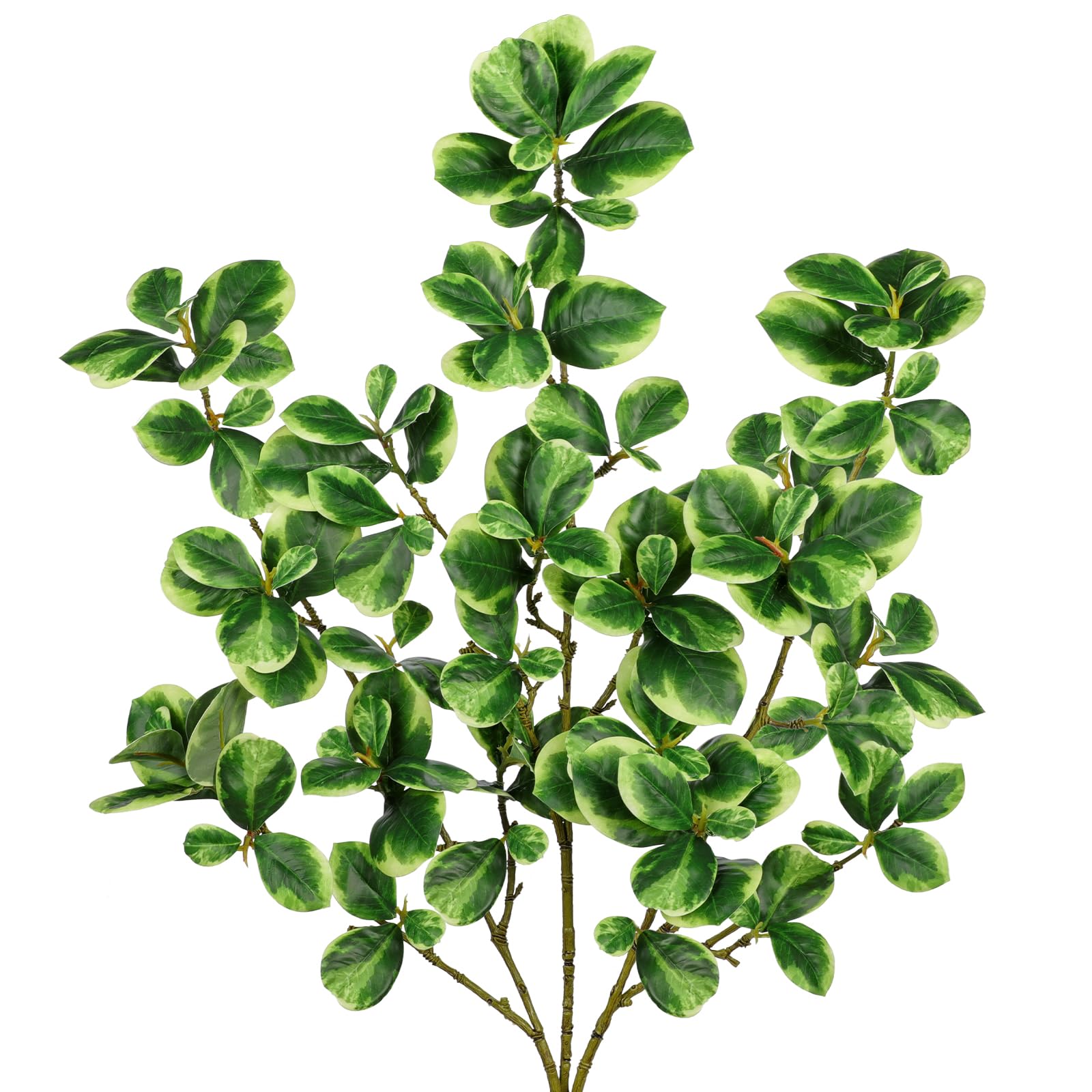 Arborus 3PCS Artificial Greenery Stems 36.2" Long Stem Artificial Ficus Leaves Branches Fake Gradient Green Leaves Faux Foliage Stems for Vase Floral Arrangements Home Office Wedding Decor