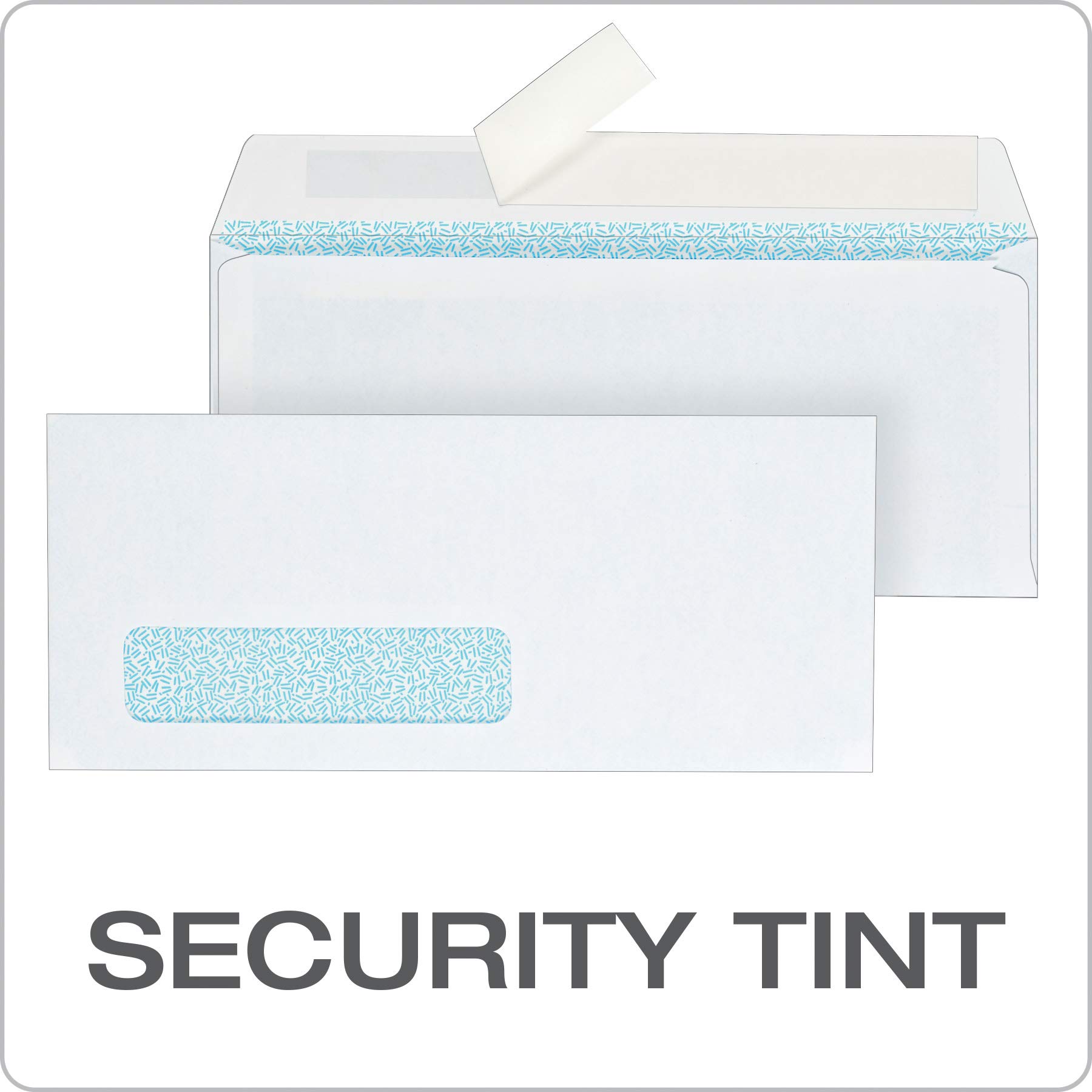 Columbian Sobres de seguridad #10 de una sola ventana, 4-1/8 x 9-1/2 pulgadas, autoadhesivos, blancos, para enviar facturas, estados de cuenta y documentos, caja de 500 (COLO339)