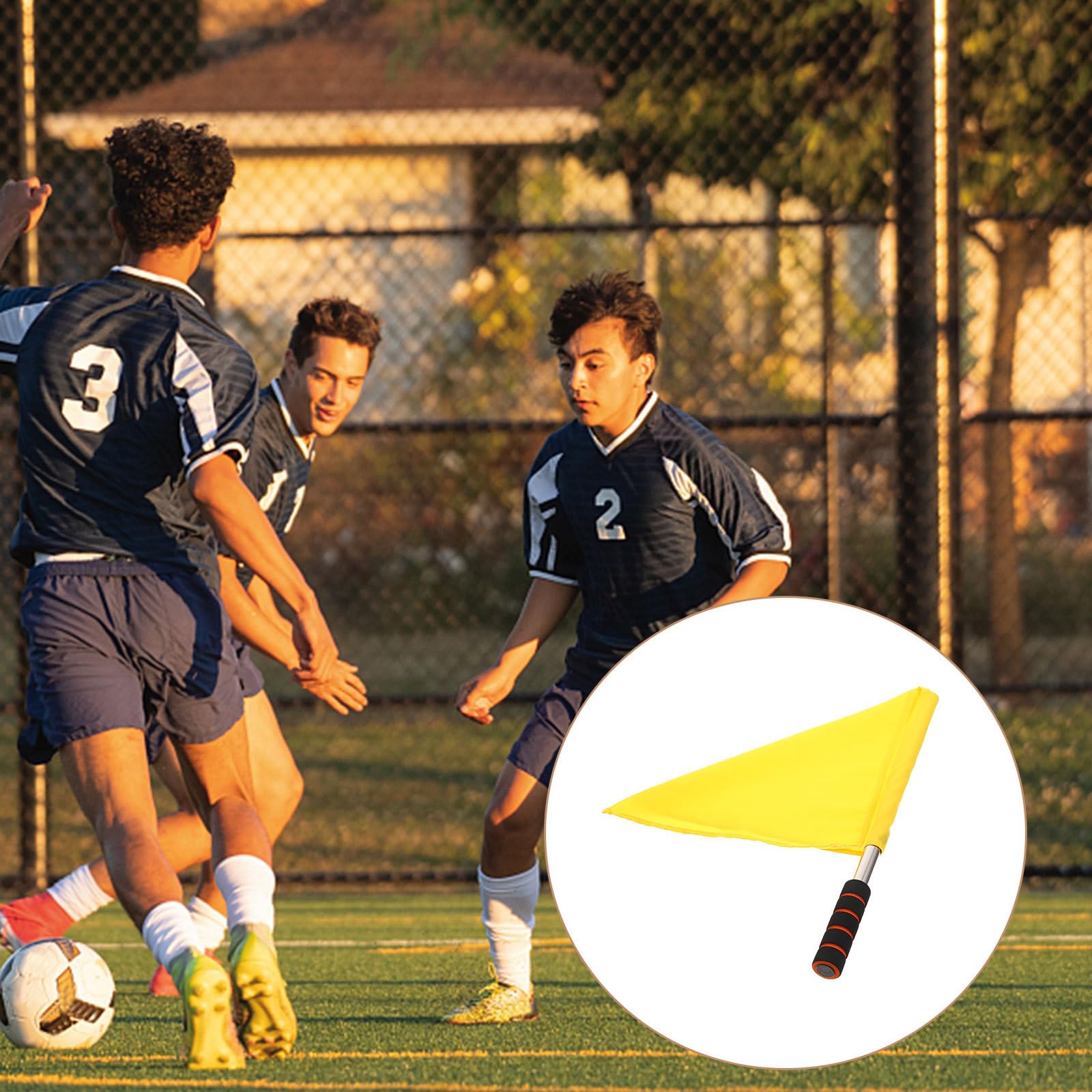 Amosfun Drapeau Jaune de Signalisation pour Arbitre Football Plein Air