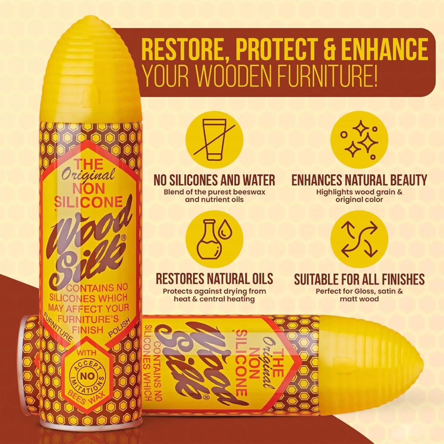 Aristowax Beeswax Furniture Polish Spray for Wood Non Silicone Wood Silk Cleaning Spray Conditioner 225ml - Pack of 3 - Image 5