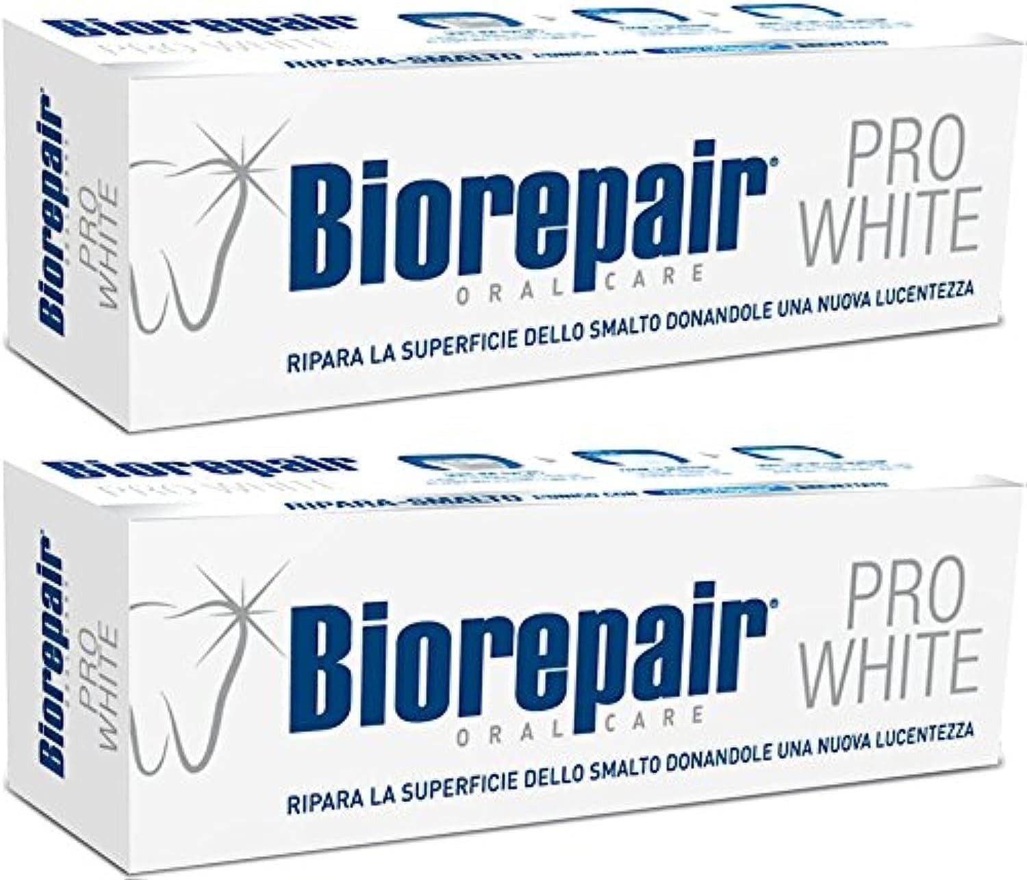 Biorepair Pro White Whitening Toothpaste with microRepair 2.5 fl.oz 75ml,Pack of 2