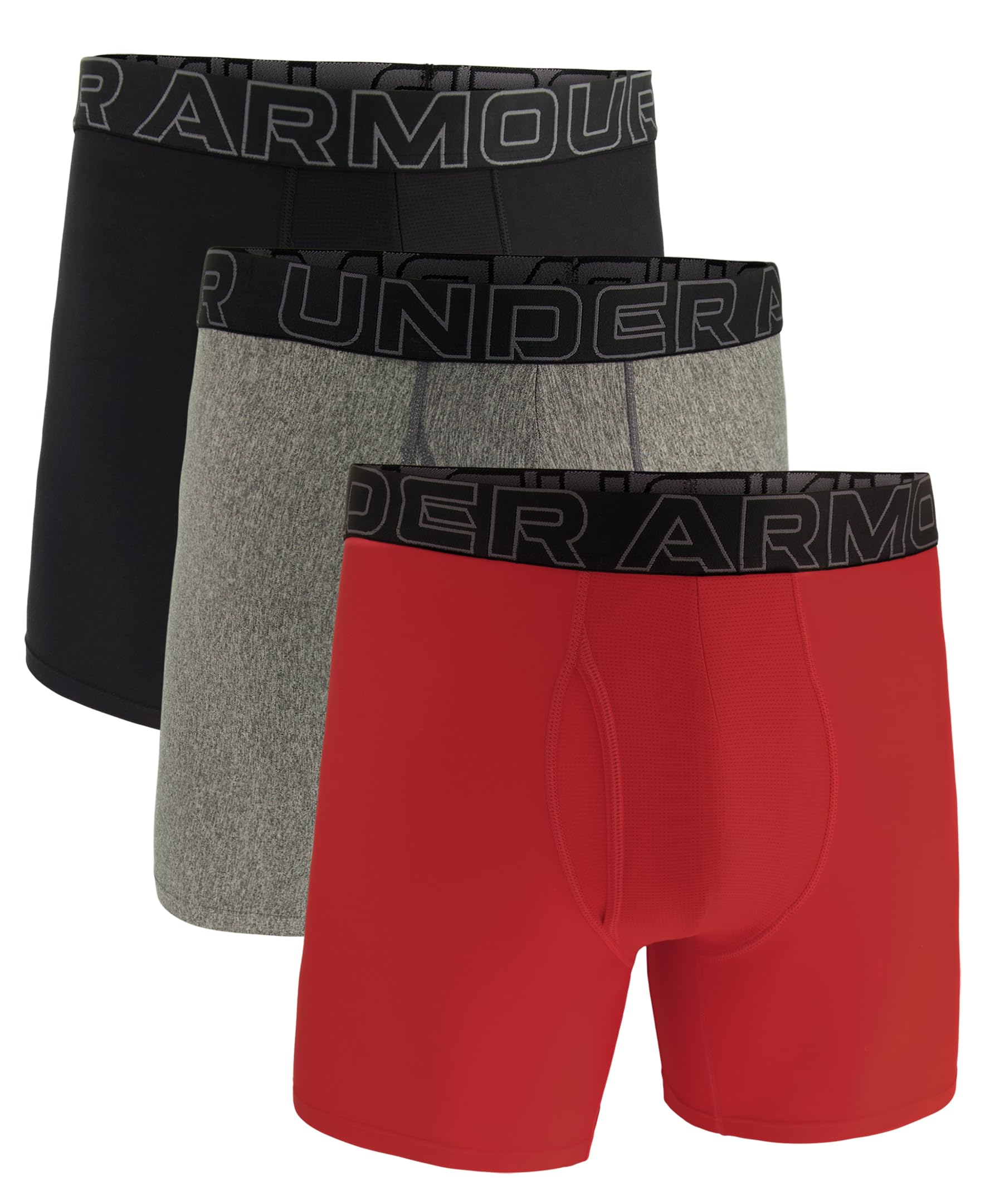 Under Armour Men's Ua Performance Tech Boxerjock 6in 3-Pack Boxer Briefs, Red Heather Solid 3 Pack, XS (Pack of 3)