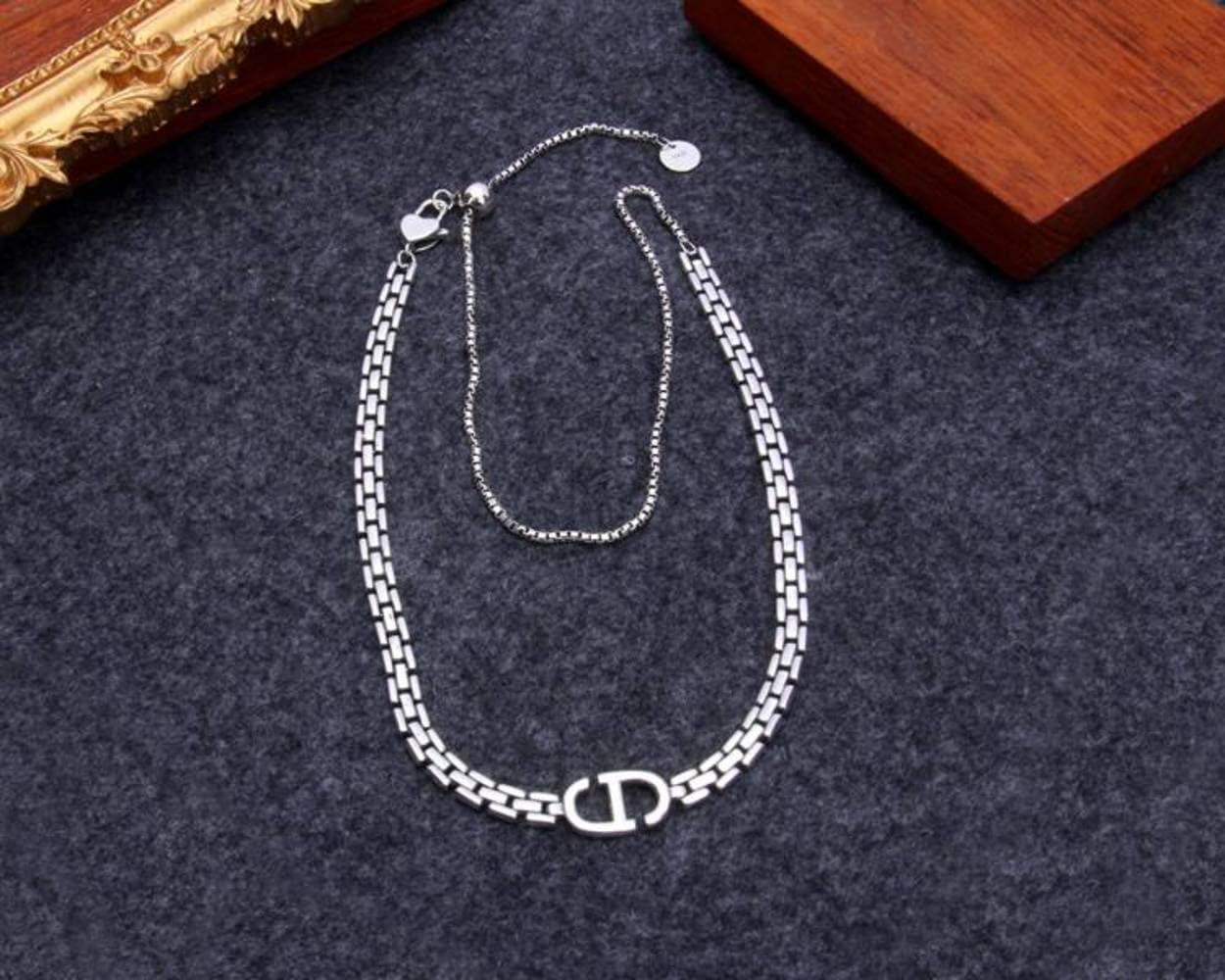 GXNRHG Cinghie con Lettere con Catena corazzata, Design di nicchia, Centinaia di Collare Abbinato, con Catena da Donna, Temperamento Elasticizzato