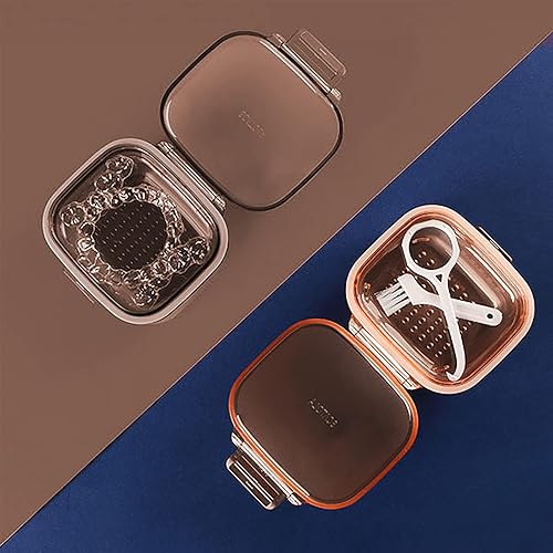 Miniatura 6 de Estuche de retenedor, estuche limpiador de retenedores, baño único para dentaduras postizas con bandeja de drenaje, adecuado para dentaduras,