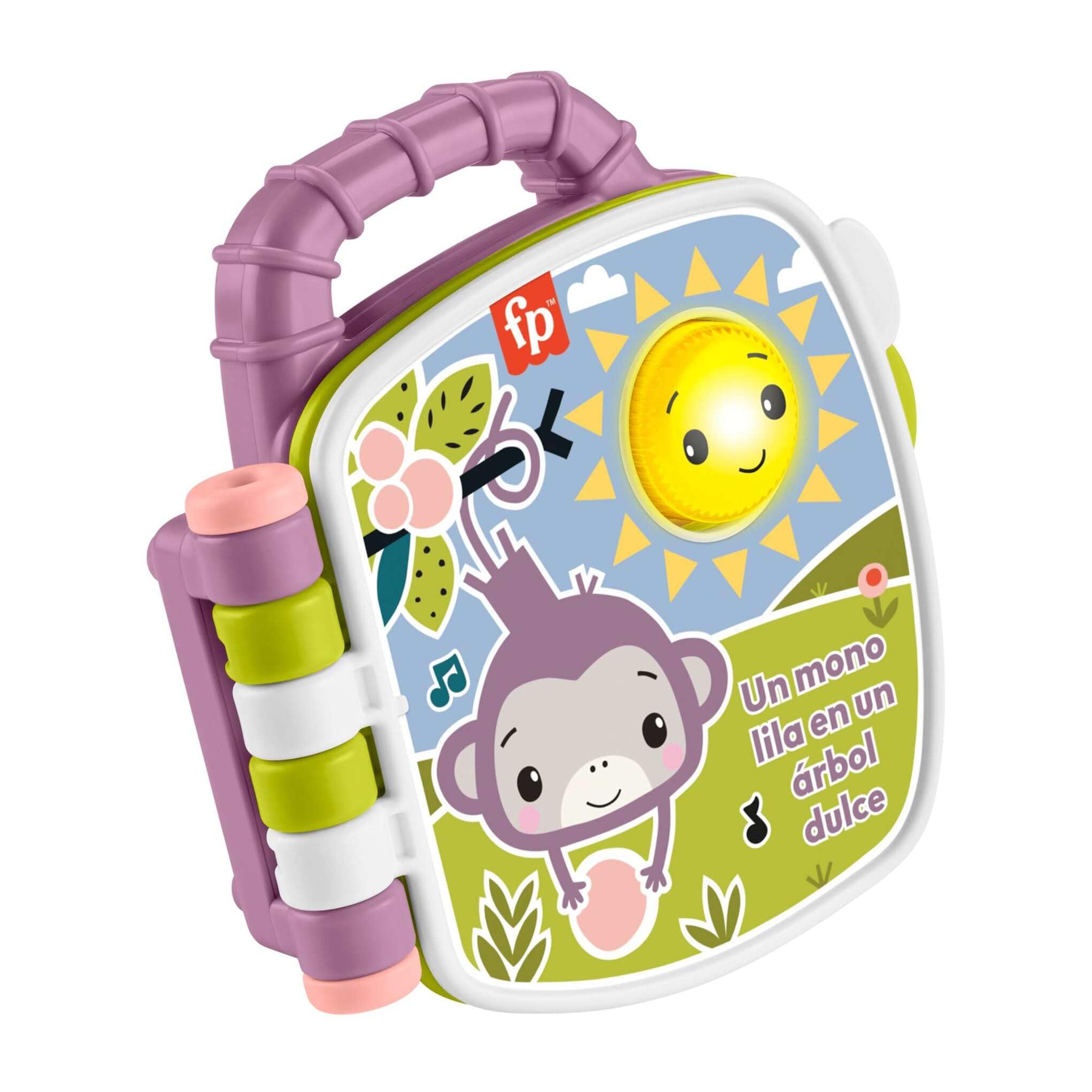 Fisher-Price Libro de cuentos musical del Monito morado Juguete para bebés con luces y sonidos, para bebés y niños y niñas pequeños a partir de 6 años, versión en castellano, JFN09