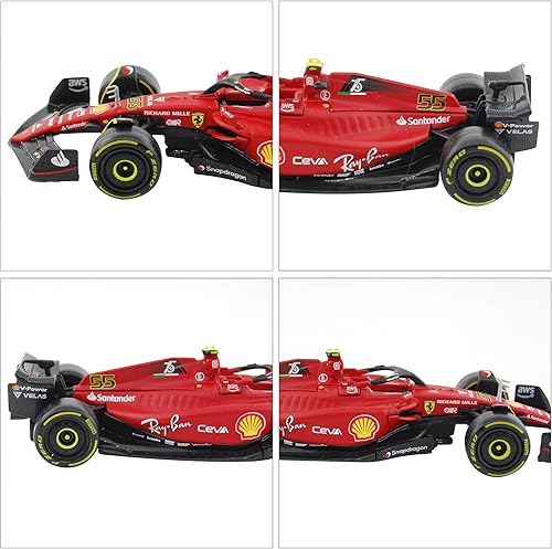 Miniatura 4 de Bburago Ferrarii F1-75#55 Sebastian Vettel 2022 1/43 Modelo de coche fundido a presión 36832