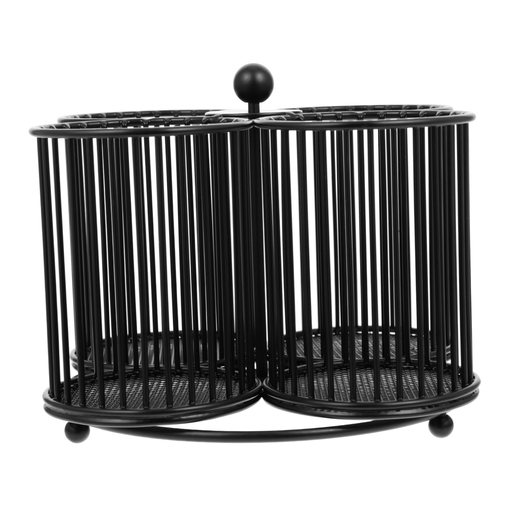 Tofficu Drehbarer Stiftehalter aus Eisen in Schwarz für Schreibtisch | Vier Fächer, Handliches Griffgefühl, Einzigartiges Design, als Organizer für Stifte und Pinsel