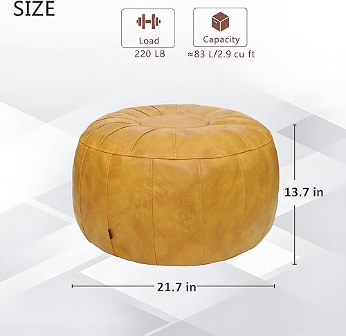 Miniatura 20 de Thgonwid Puf de almacenamiento marroquí sin rellenar, asiento otomano hecho a mano, de piel sintética, reposapiés, para sala de estar, dormitorio o