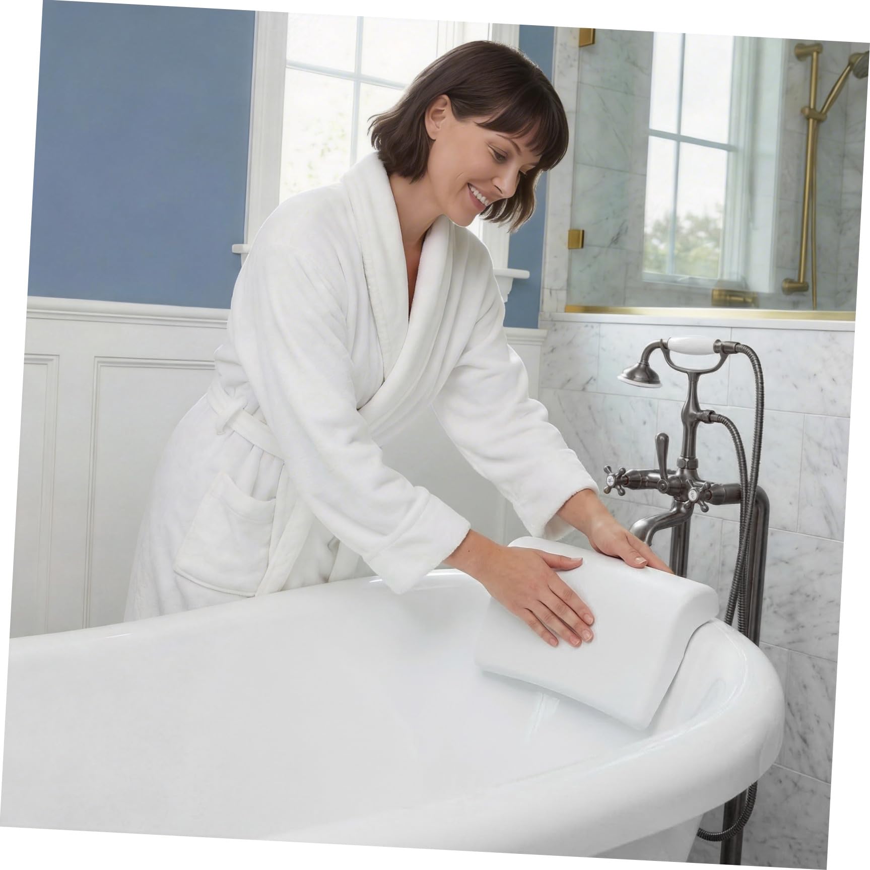 VICASKY Cuscino Ventosa Antiscivolo Bianco Morbido e Confortevole per Vasca da Bagno in Pu Relax e Supporto Collo per Casa e Spa
