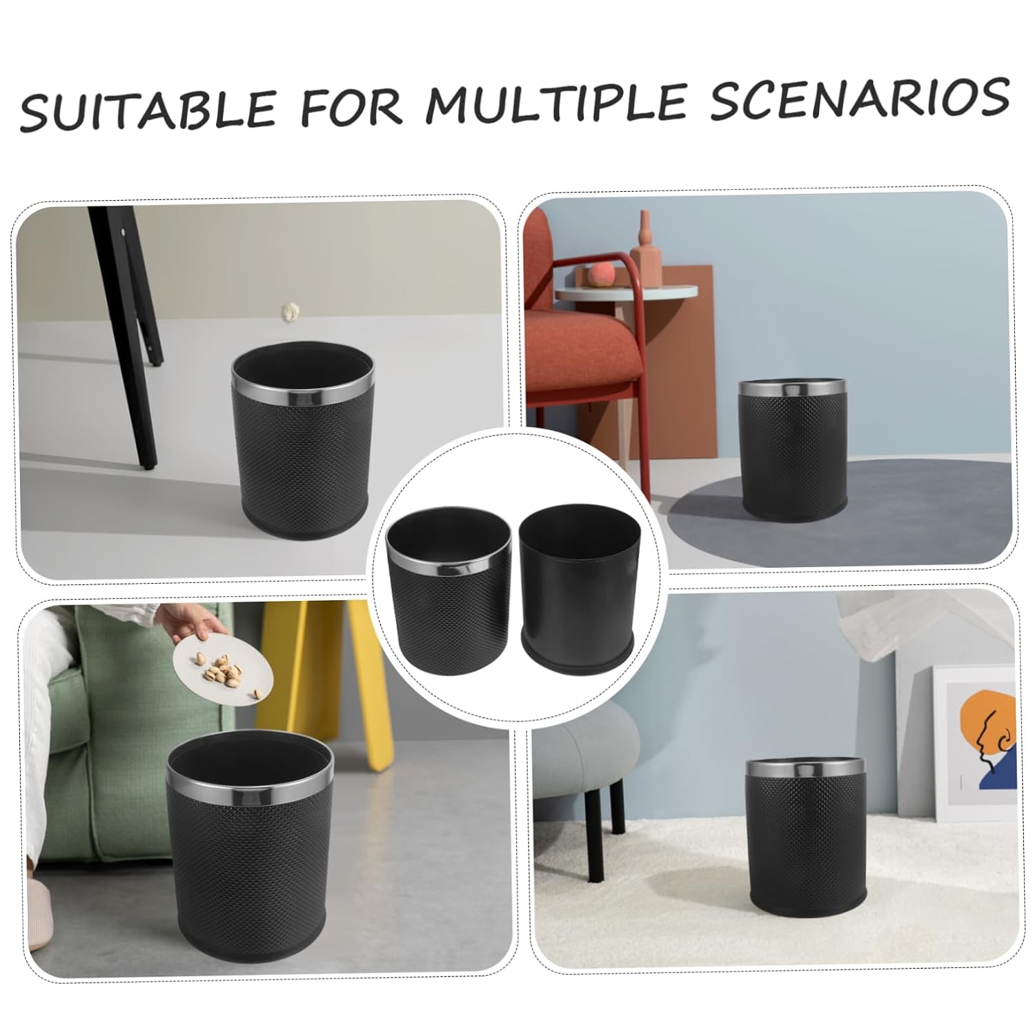 Reusable Plastic Trash Can Large Capacity Kitchen Garbage Container Modern Design for Bathroom Home Odor-Sealing Press Versatile Bin for Office Dorm