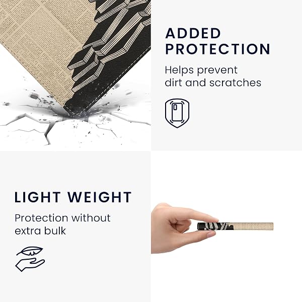 kwmobile Étui Compatible avec Kobo Aura H2O Edition 2 Coque - Étui à Rabat magnétique Tablette eReader Similicuir avec Sangle - Noir-Beige - 4