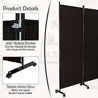 Vista 77 de GOFLAME Divisor de habitación plegable de 6 paneles, pantalla de privacidad enrollable de 6 pies con ruedas bloqueables, pantalla de partición