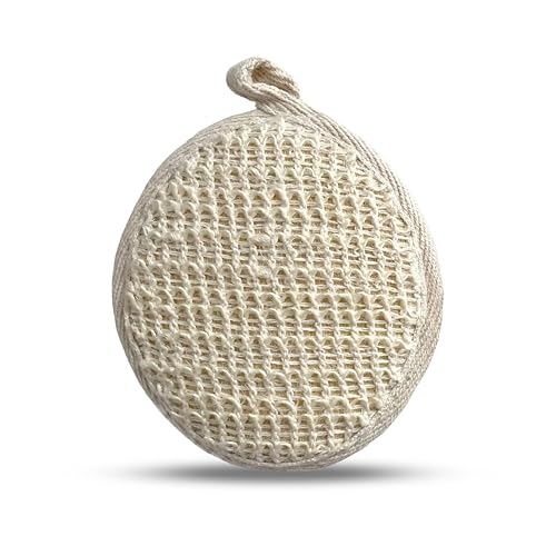 Rusabl Ramie Bath Loofah for Body Deep Cleansing and Scrubbing (Pack of 2, Round) Reusable Exfoliating Scrub Sponge, Made of Natural Fibre, Scrubber for Men and Women, Cleanses and Gently Exfoliates Skin
