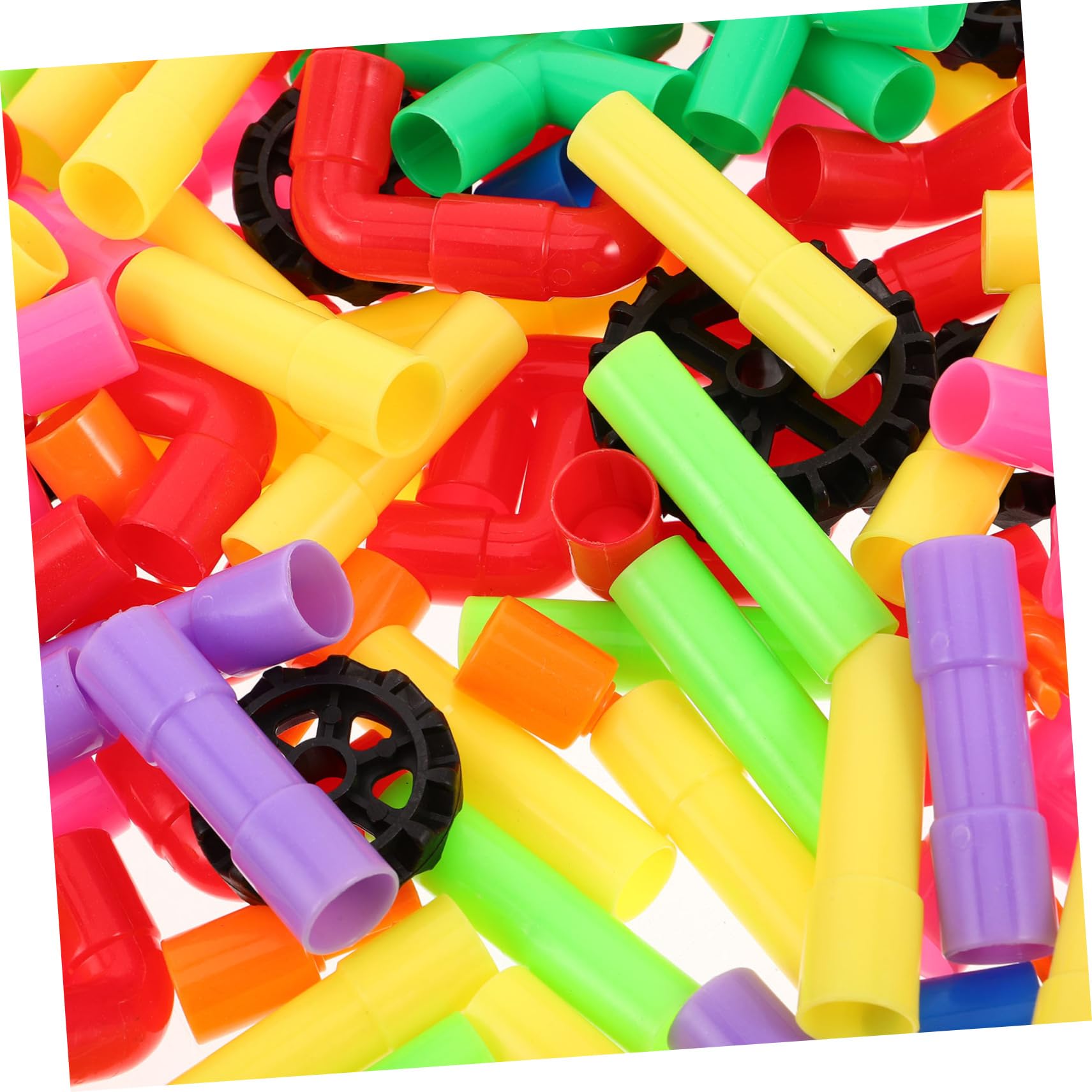 Rohrbausteine für Kleinkinder und Vorschulkinder mit Vielfarbigen Steckbausteinen als Lernspielzeug Hand-Augen-koordination und Kreativen Konstruktionsspiel