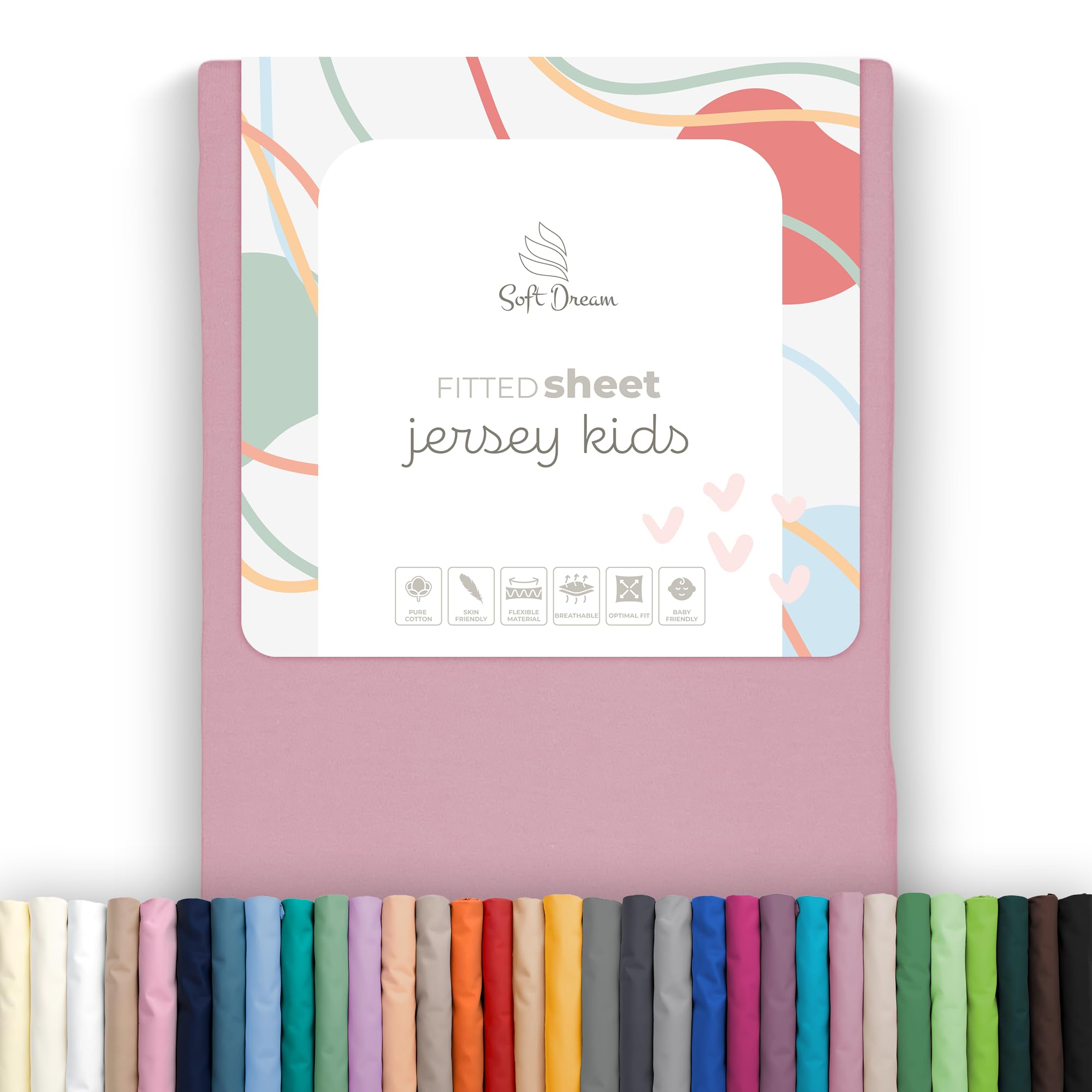 Soft Dream Fitted Sheet 80 x 160 cm - Premium Quality Bedding - 100% Combed Cotton Jersey Bed Sheets - Fitted Sheet for Cot Junior Bed - Single Bed Cover - OekoTex Certified - Made in EU — image 1