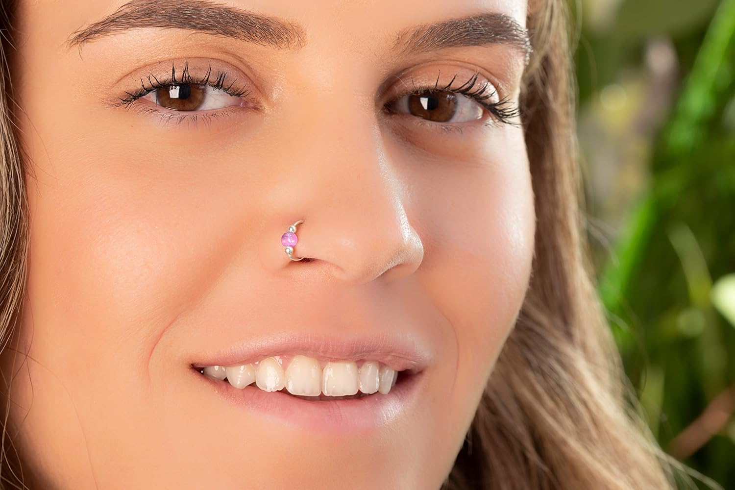 20G Silver Nose Rings + Opals - Image 3