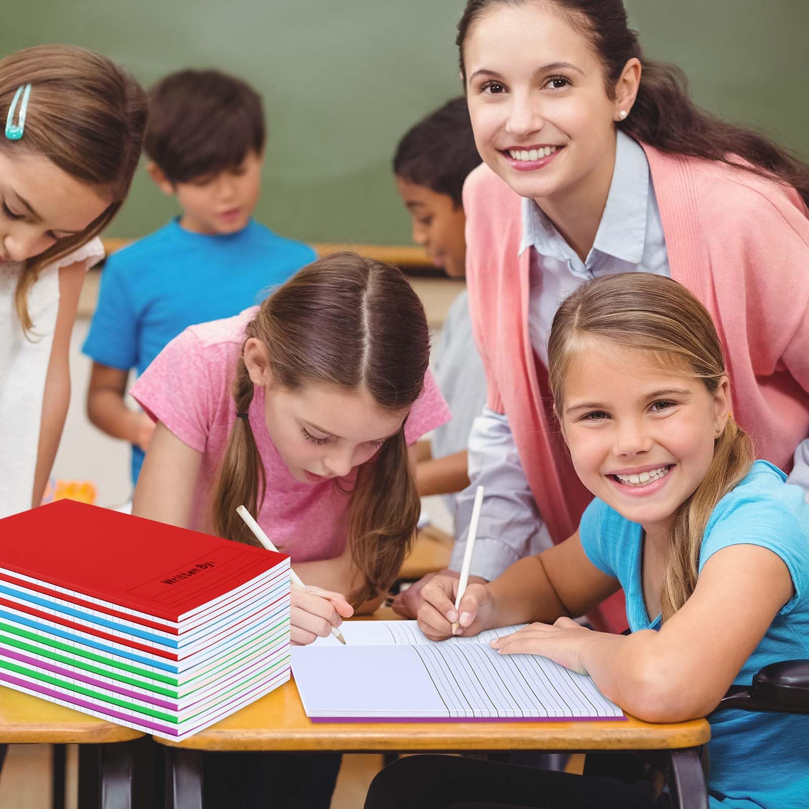 Henoyso 120 pagine, quaderni per composizione primaria, 22 x 19 cm, quaderni primari K-2, libri vuoti per bambini, per scrivere storie, quaderni per bambini all'asilo (rosso, verde, blu, viola, 12