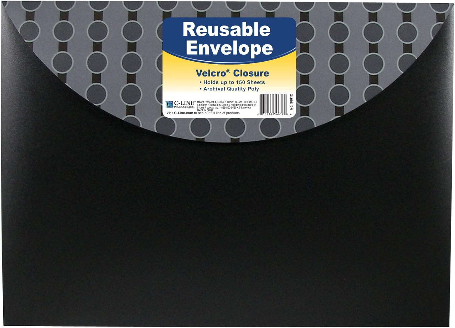 C-Line Reusable Poly Envelope, Hook and Loop Closure, Side Loading, Letter Size, Pack of 36, Assorted Colors (58000-36)