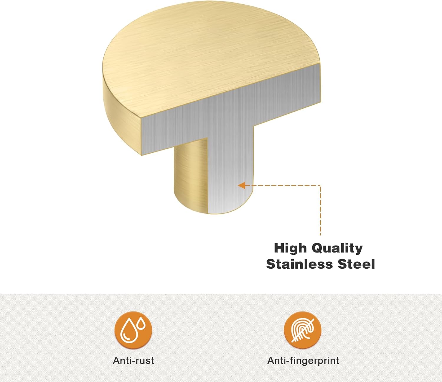 Probrico 5 Pack Gold Cabinet Knobs Solid Round Dresser Knobs Brass Kitchen Cabinet Knobs for Cupboard Drawer Hardware